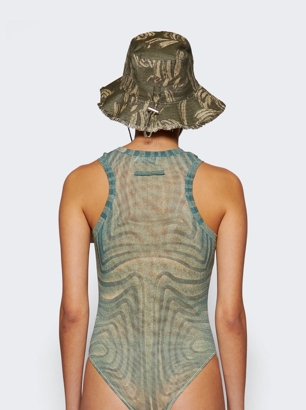 Women | Jean Paul Gaultier | Spiral Bodysuit Ecru And Aqua