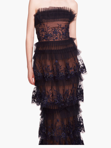 Tiered Terrarium Column Gown | Midnight
