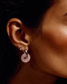 The Rio Washer Hoops | Rose Quartz | Silver