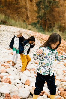 Unisex | Organic Cotton Band Collar Woven Shirt | Vild Lab No. 12 - Earth Rocks! Print