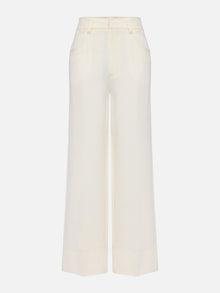 Mulberry Silk Wool Straight Pants | Beige