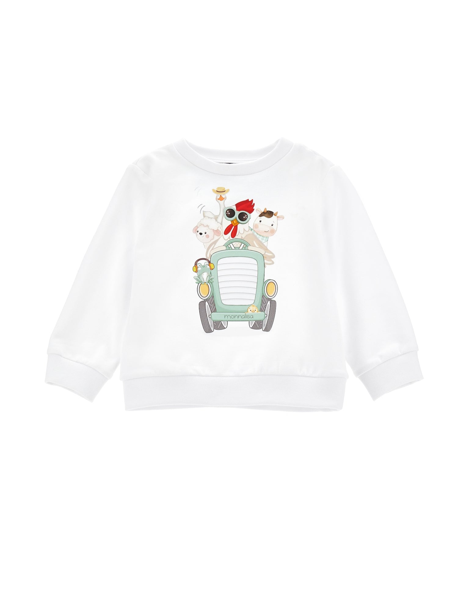 Boys | Printed Crewneck Sweatshirt | White/Jade Green