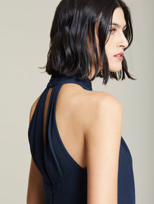 Crepe Cross Neck Top - Halston