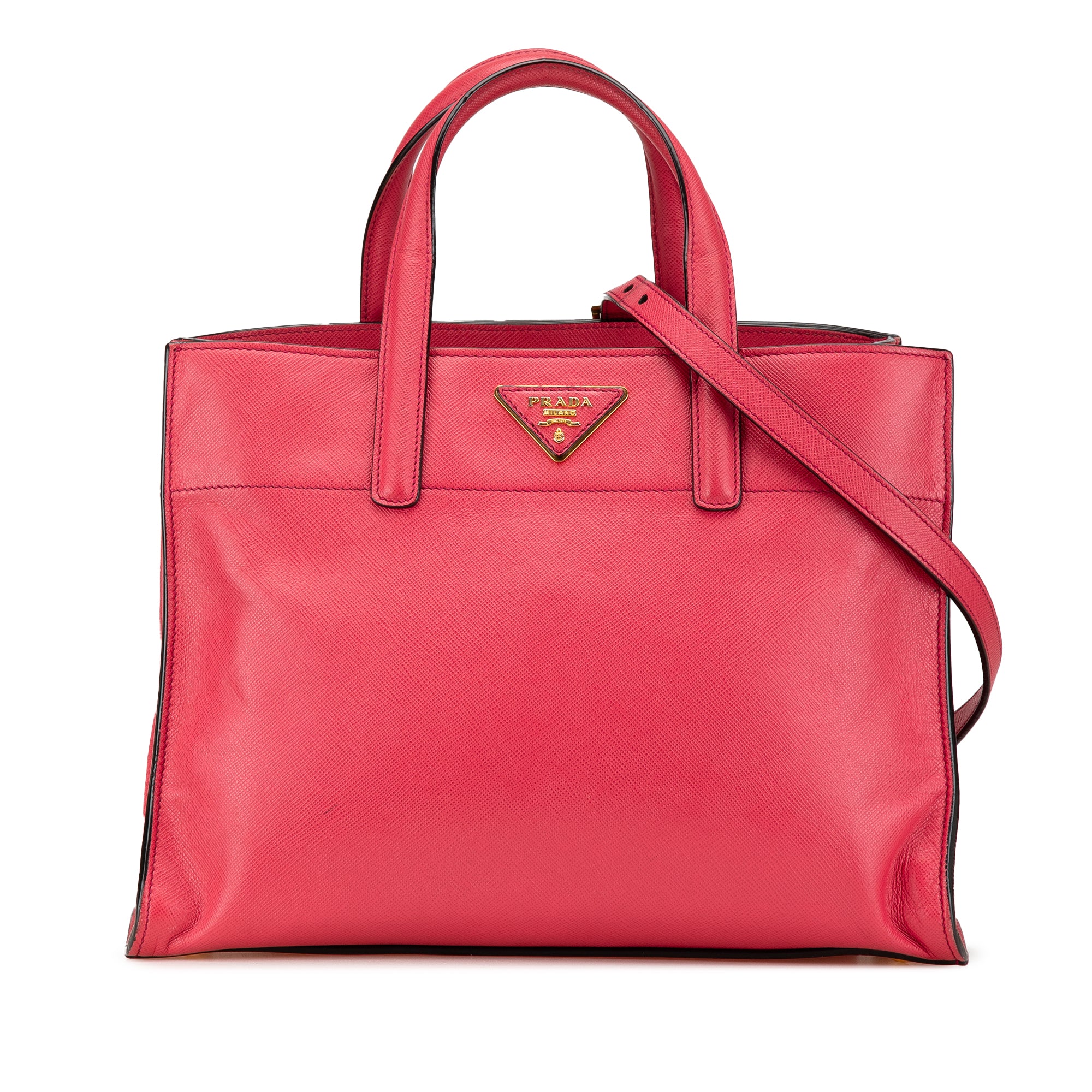 Prada | Pre-Owned Saffiano Soft Triple Pocket Tote | Pink