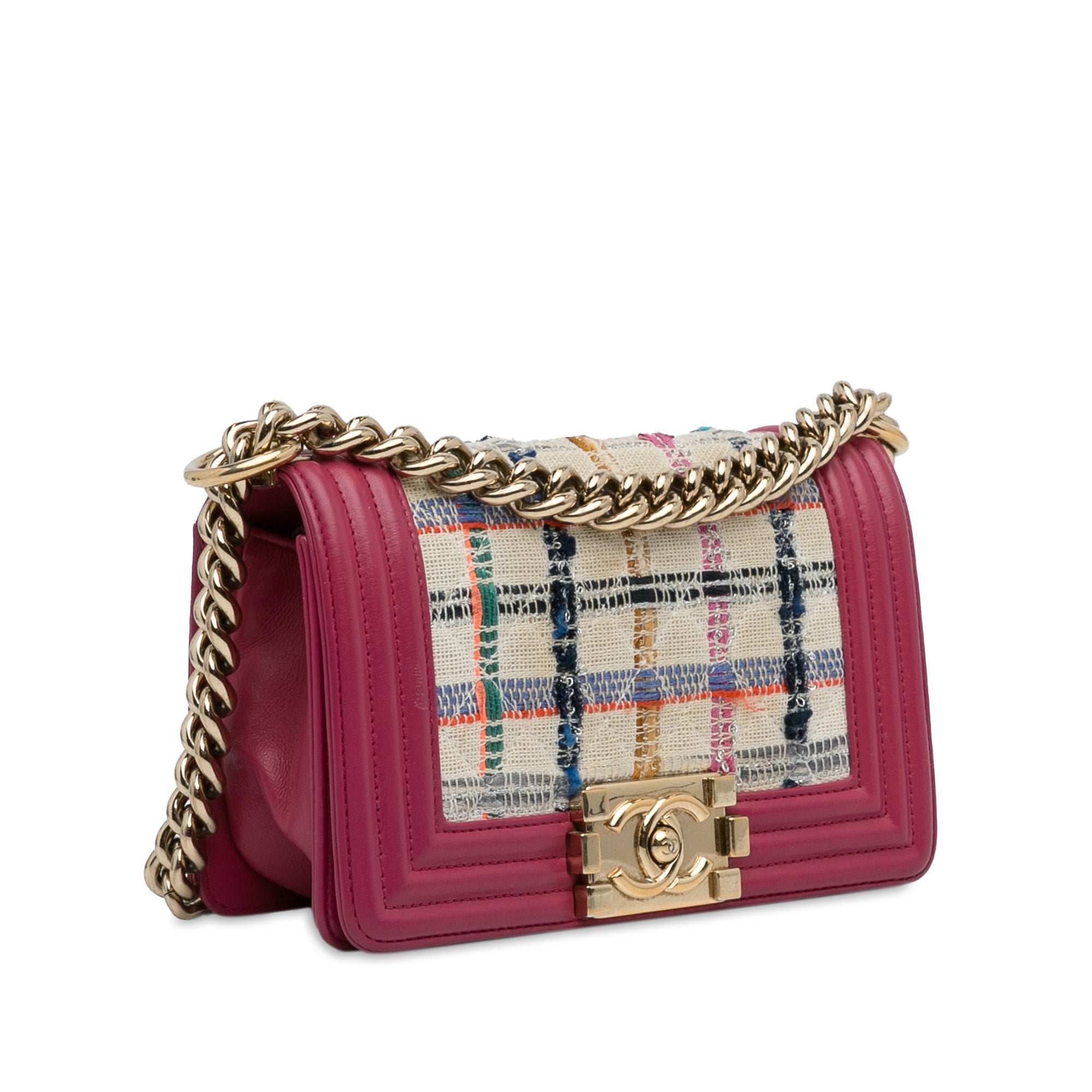 Chanel | Pre-Owned Small Tweed Boy Bag | Pink Multi