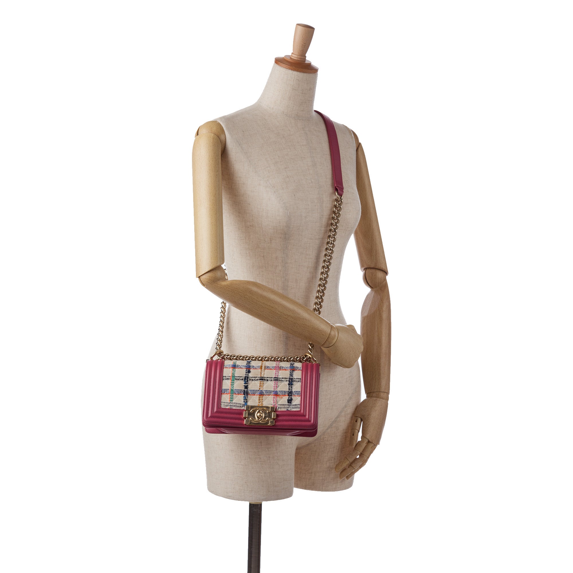 Chanel | Pre-Owned Small Tweed Boy Bag | Pink Multi