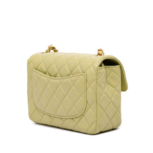 Chanel | Pre-Owned Mini Square Lambskin Casino Royale Charms Single Flap | Green/Light Green