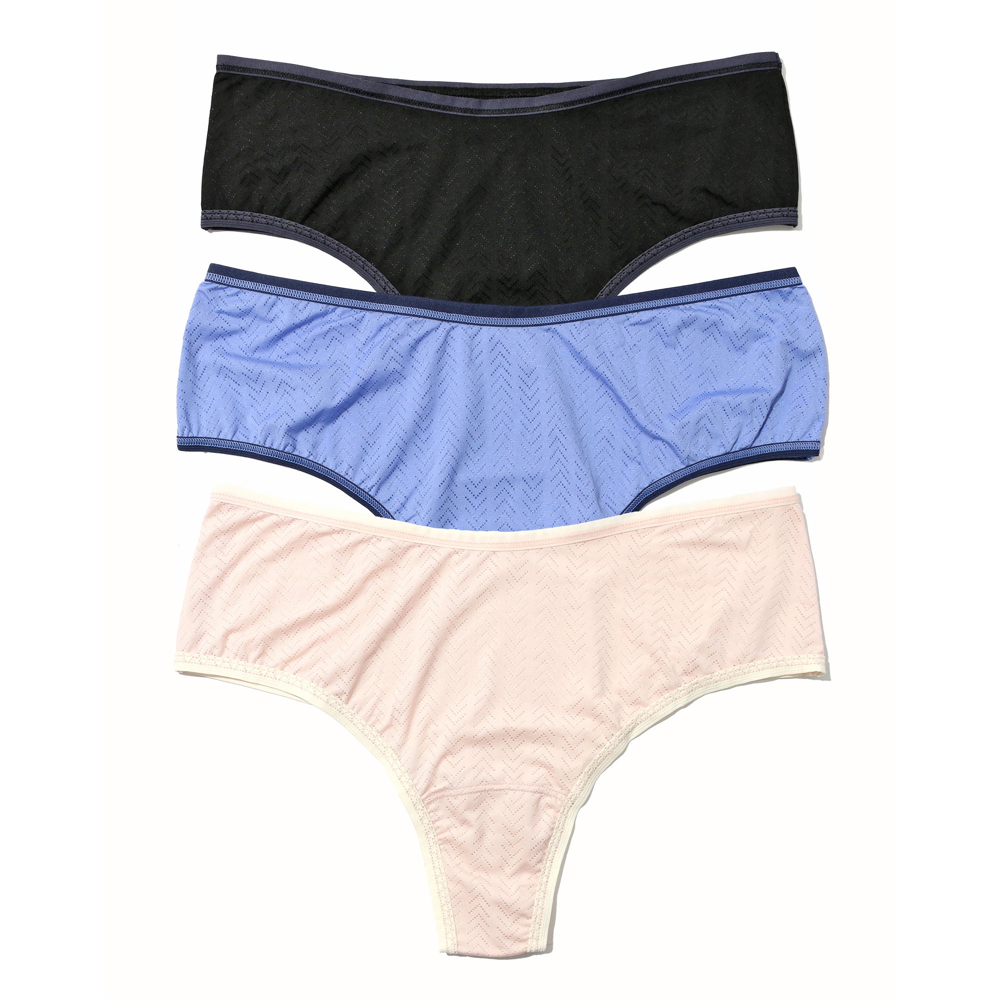 3-Pack MoveCalm Hi-Rise Thong | Black/Granite - Cool Water/Bicostal - Pearl/Marshmallow