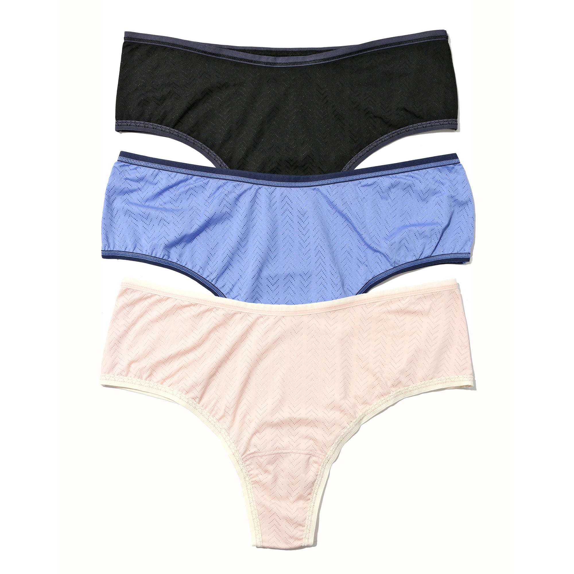 3-Pack MoveCalm Hi-Rise Thong | Black/Granite - Cool Water/Bicostal - Pearl/Marshmallow