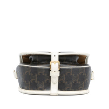 Celine | Pre-Owned Medium Triomphe Coated Canvas Folco Crossbody - I | White/Dark Brown