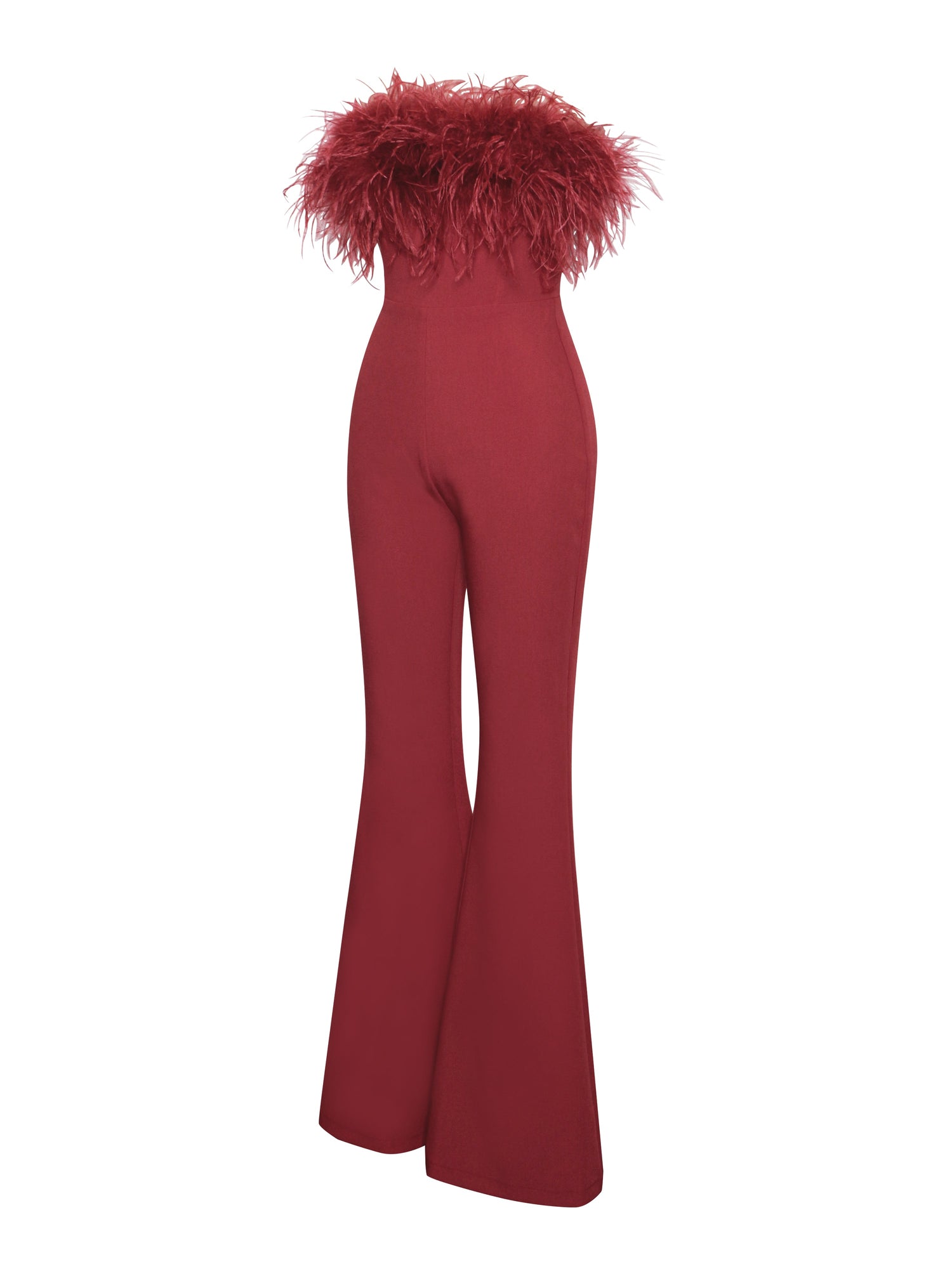 Kylan Feather Jumpsuit | Burgundy