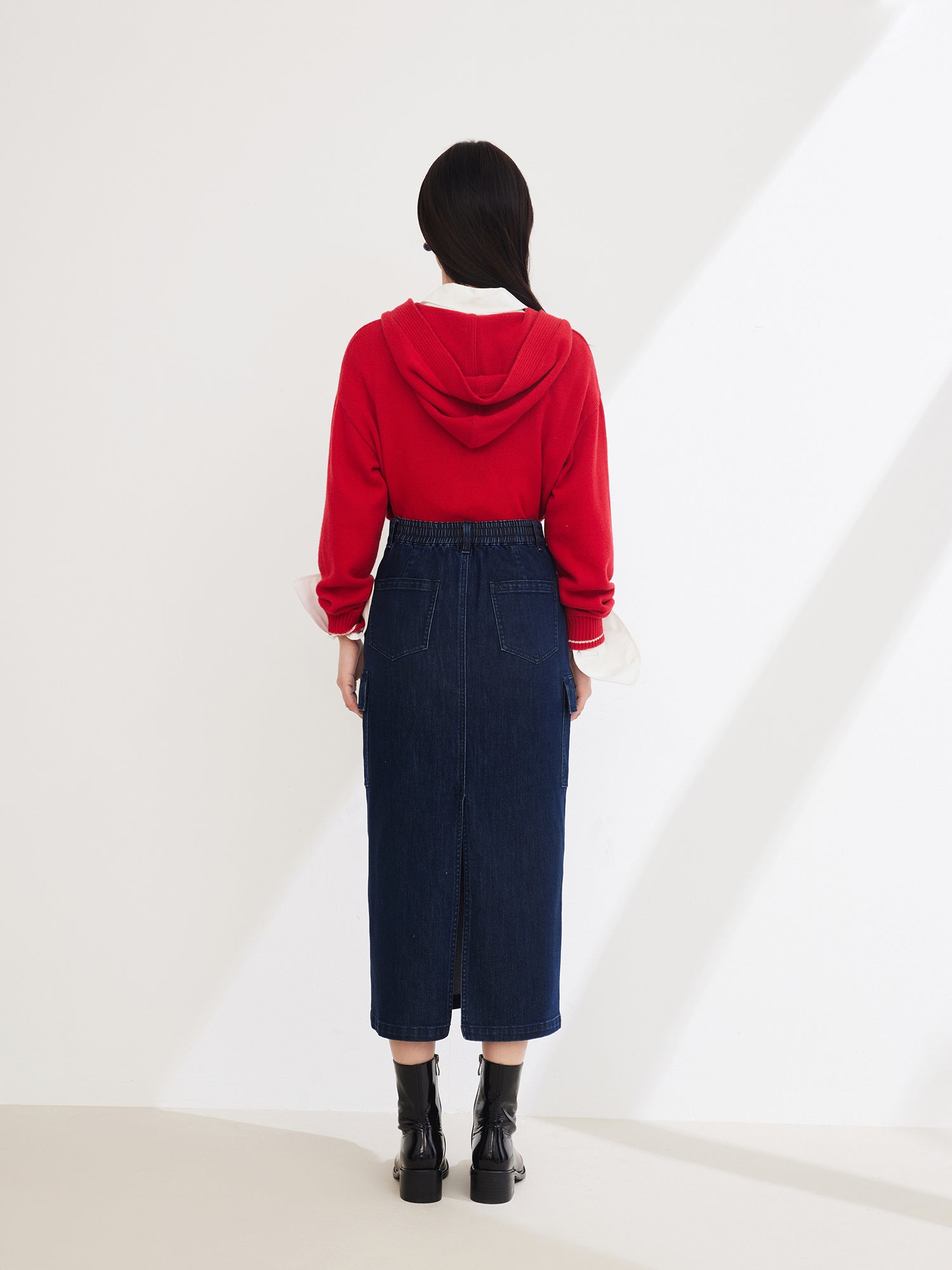 Straight Denim Skirt | Navy