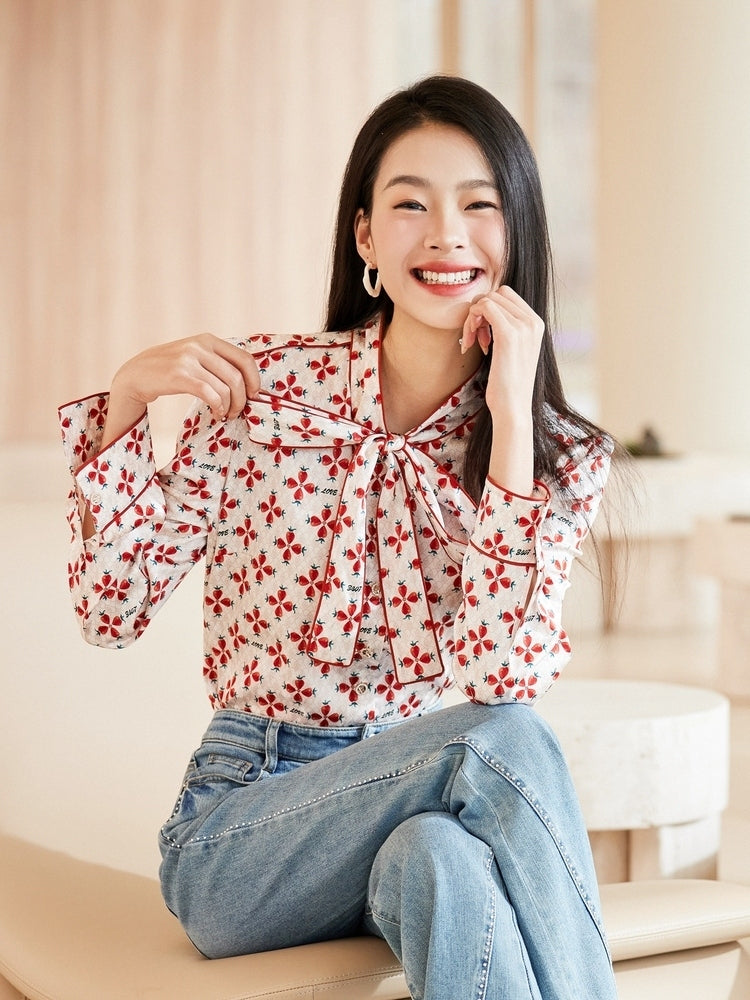 Strawberry Print Shirt | Red