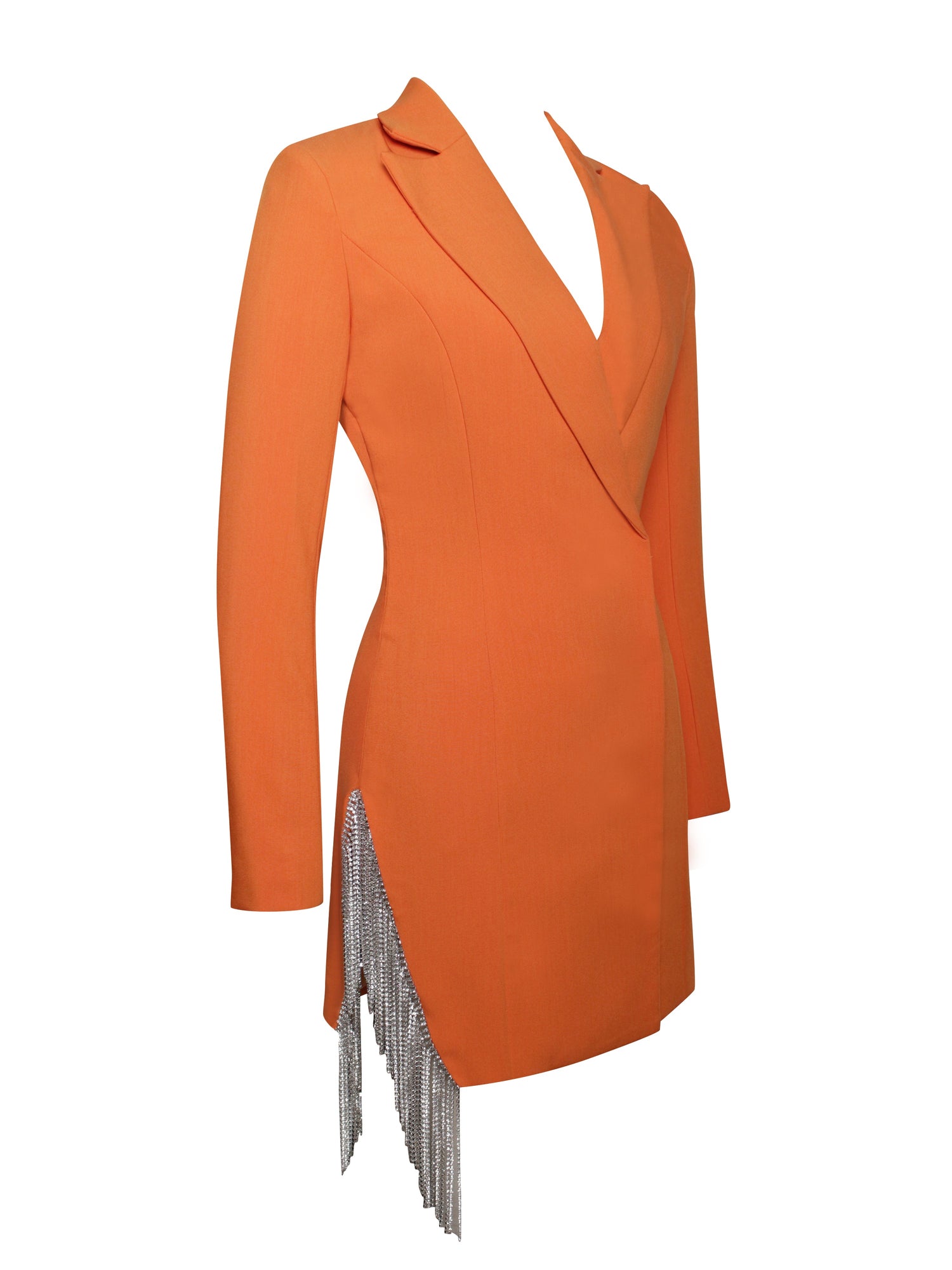 Freya Crystal Fringe Blazer Dress | Orange