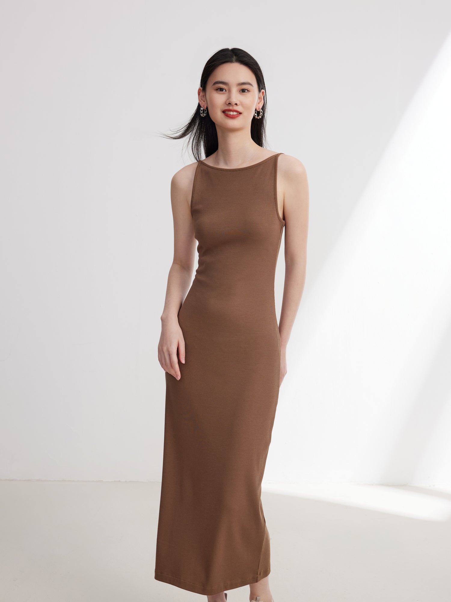 Suspenders Dress | Camel