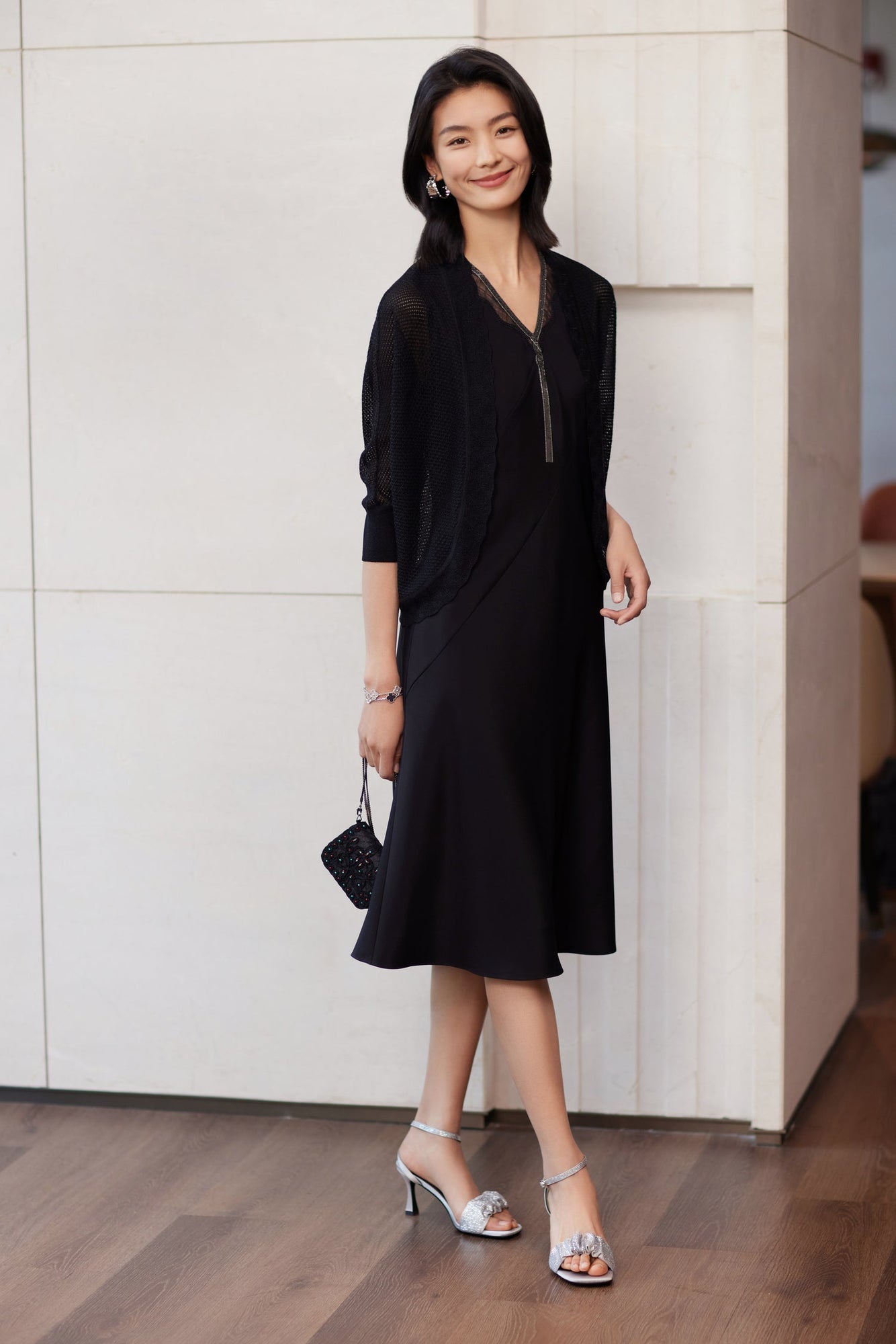 Silk Sleeveless Dress | Black