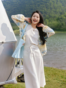 A-line Denim Skirt | White