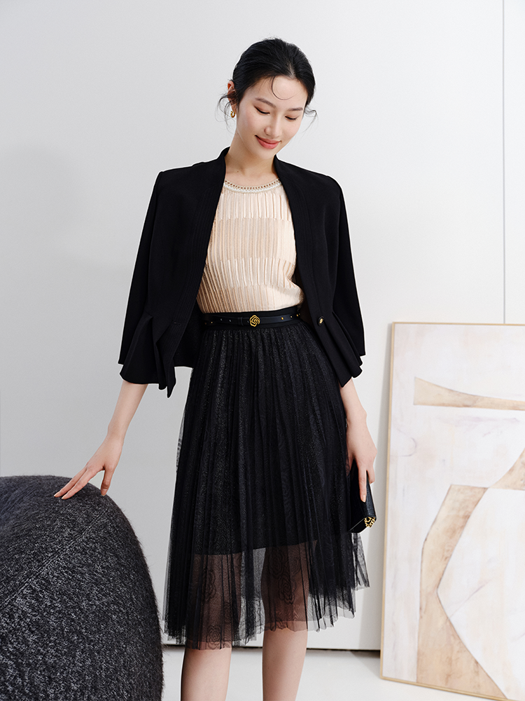Jacquard Gradient Skirt | Black