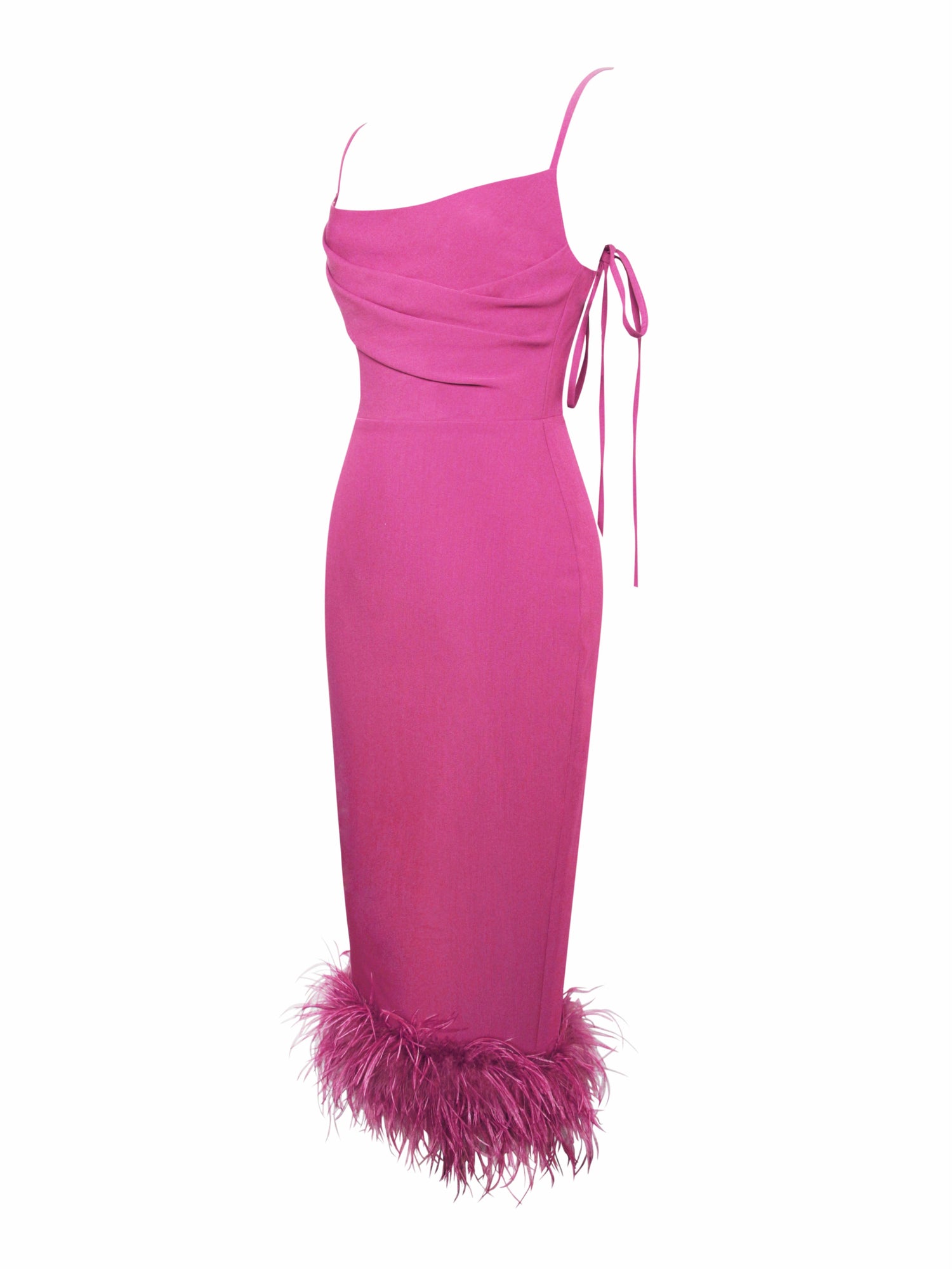 Fiona Feather Trim Bottom Maxi Dress | Fuchsia