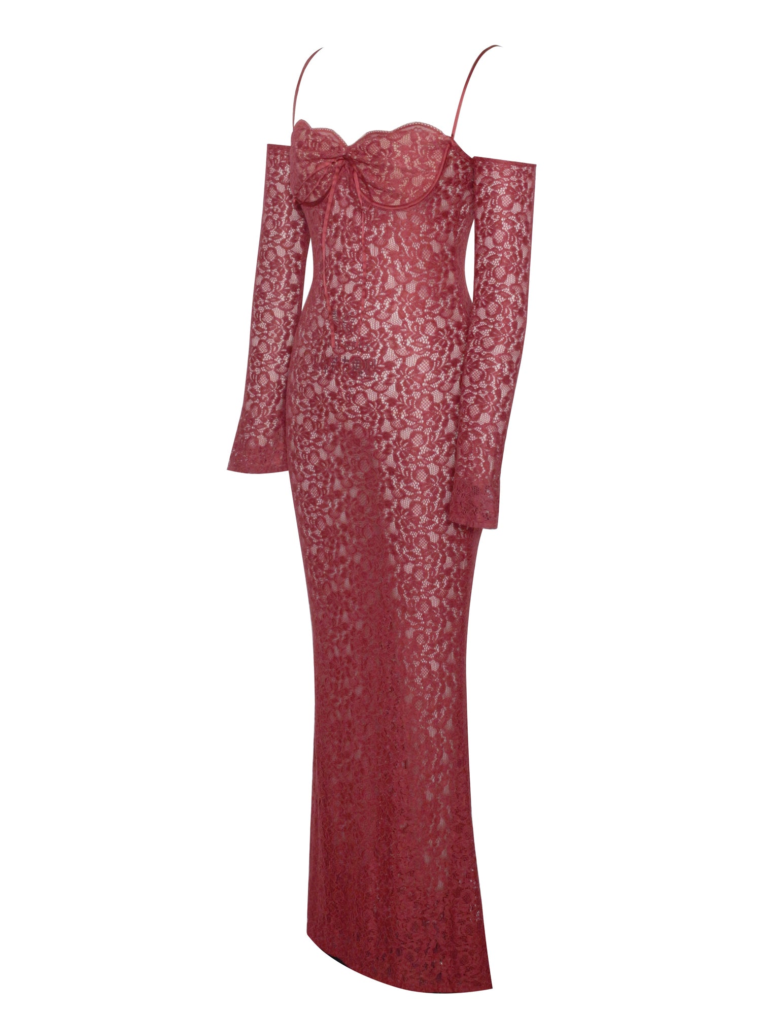 Udaya Lace Long Sleeve Maxi Dress | Burgundy