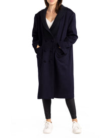 Women | After Party Wool Blend Qulited Lining Coat | Navy