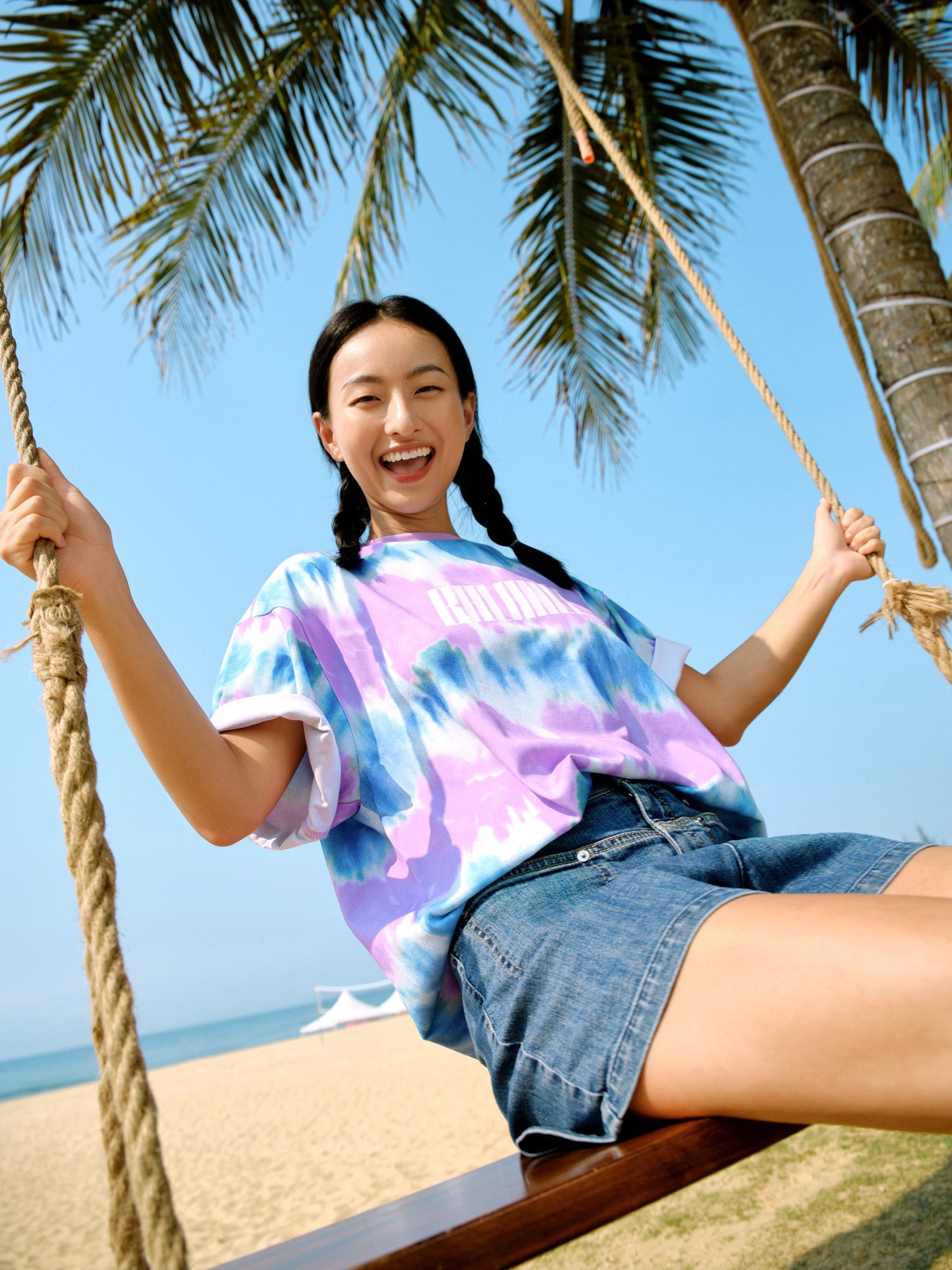 Loose Fit Printed Short-sleeve T-shirt | Purple