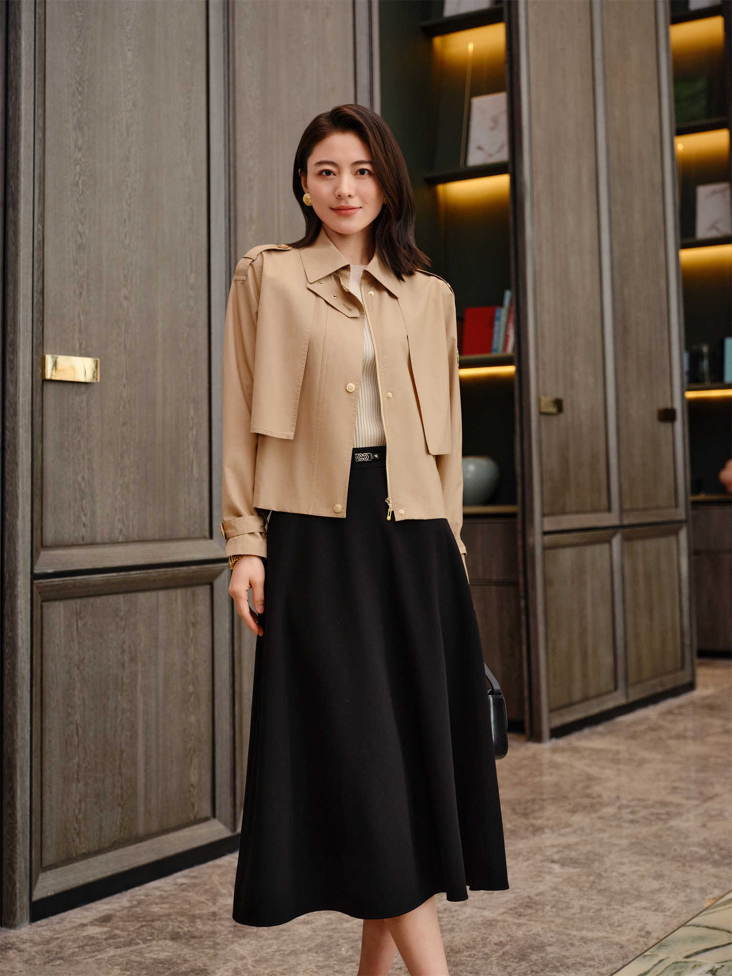 Triacetate A-Line Skirt | Black
