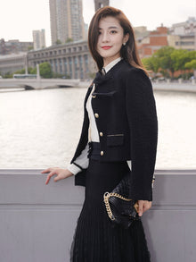Parisian-style Boucle Cropped Jacket | Black