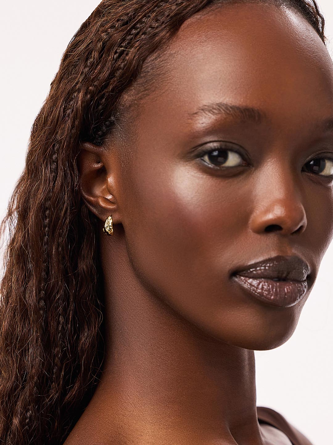 14K Gold Plated Sterling Silver Teardrop Textured Stud Earrings For Women Sarah Huggie Studs