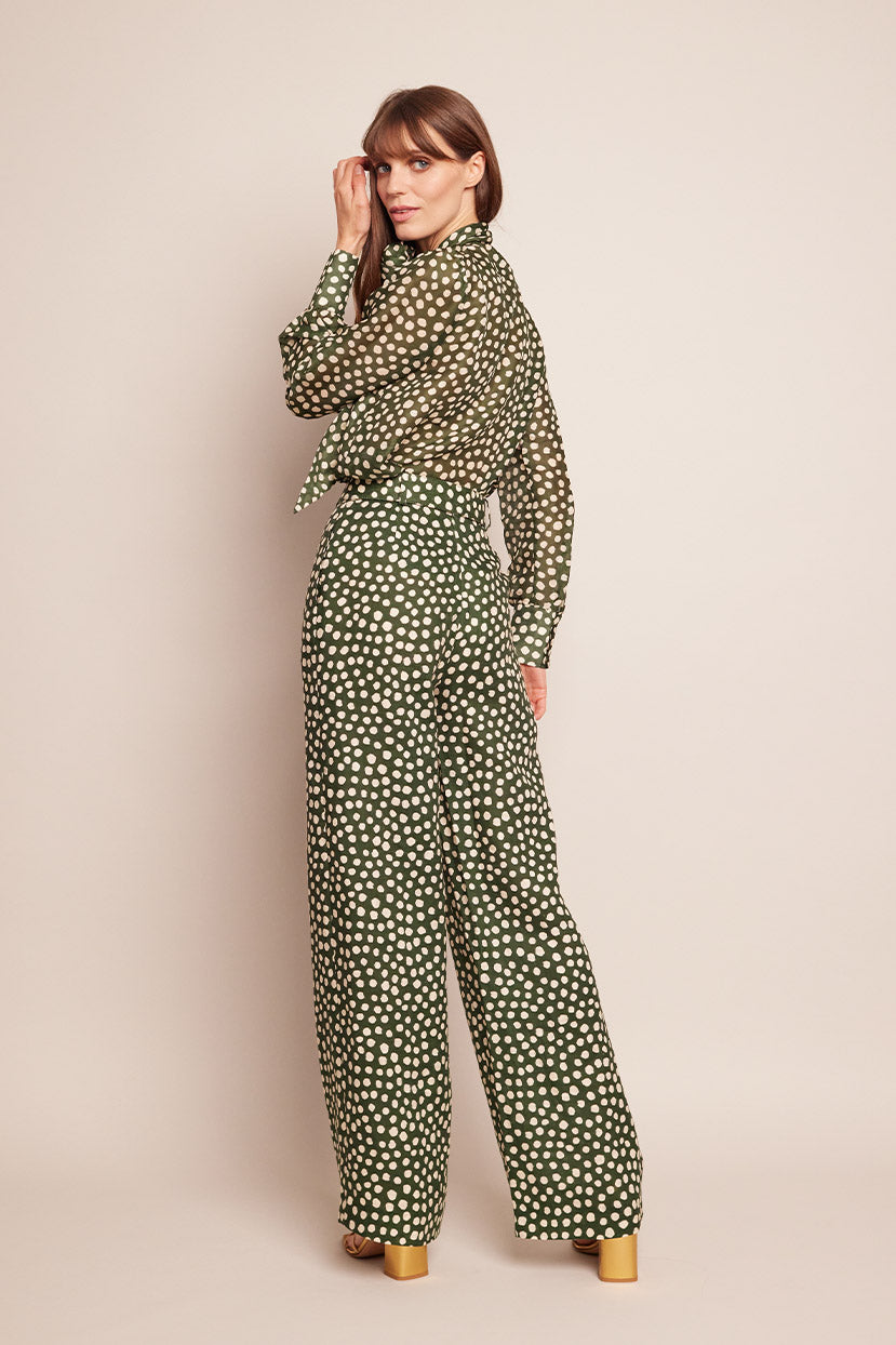 Mayflower Pants | Abstract Dot Green Turtledove