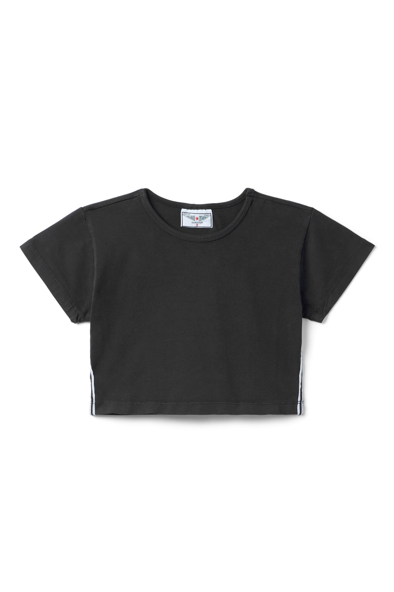 Women | Vintage Side Stripe Crop Workout Tee | Black