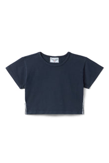 Women | Vintage Side Stripe Crop Workout Tee | Past Midnight