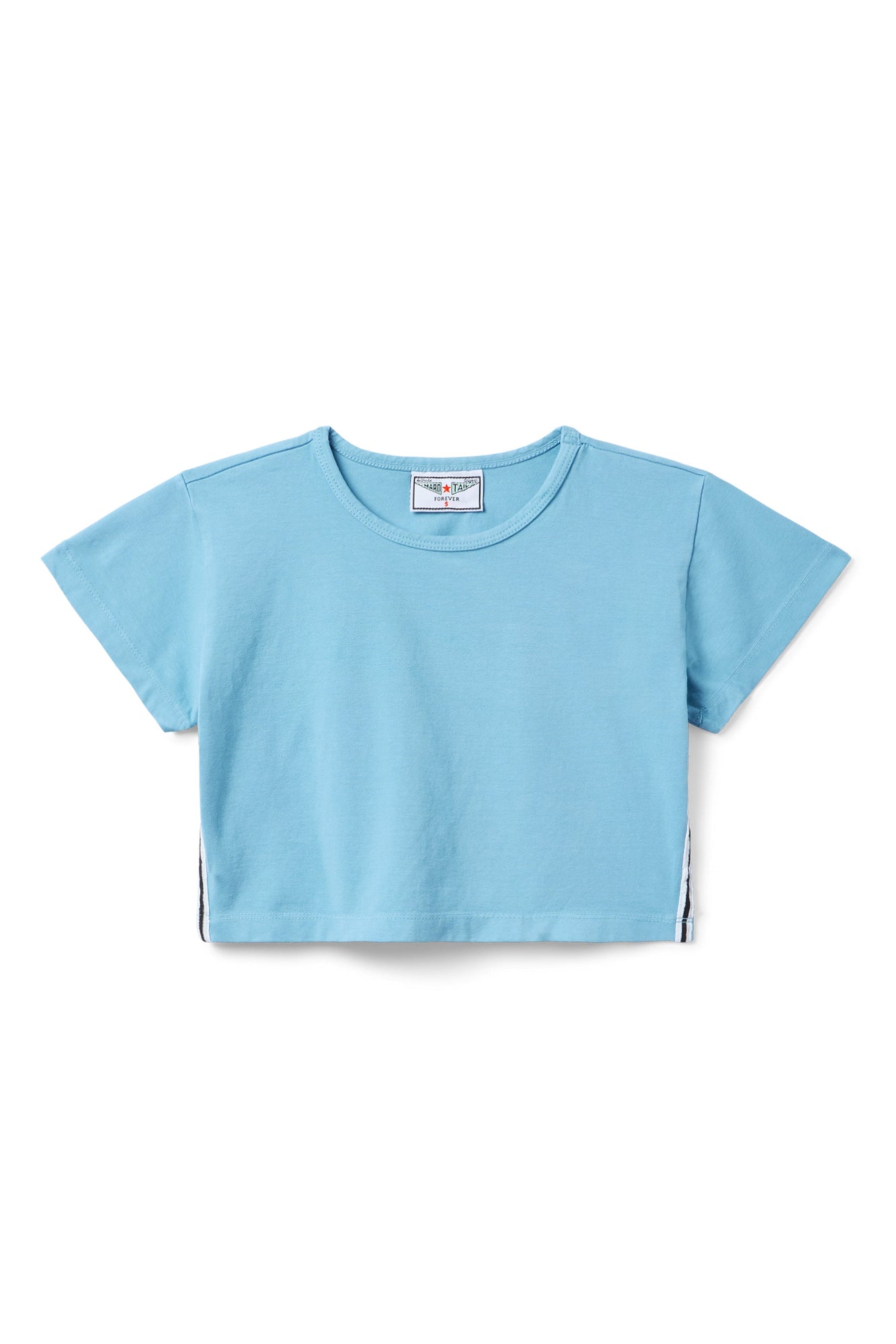 Women | Vintage Side Stripe Crop Workout Tee | Sky