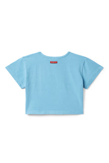 Women | Vintage Side Stripe Crop Workout Tee | Sky