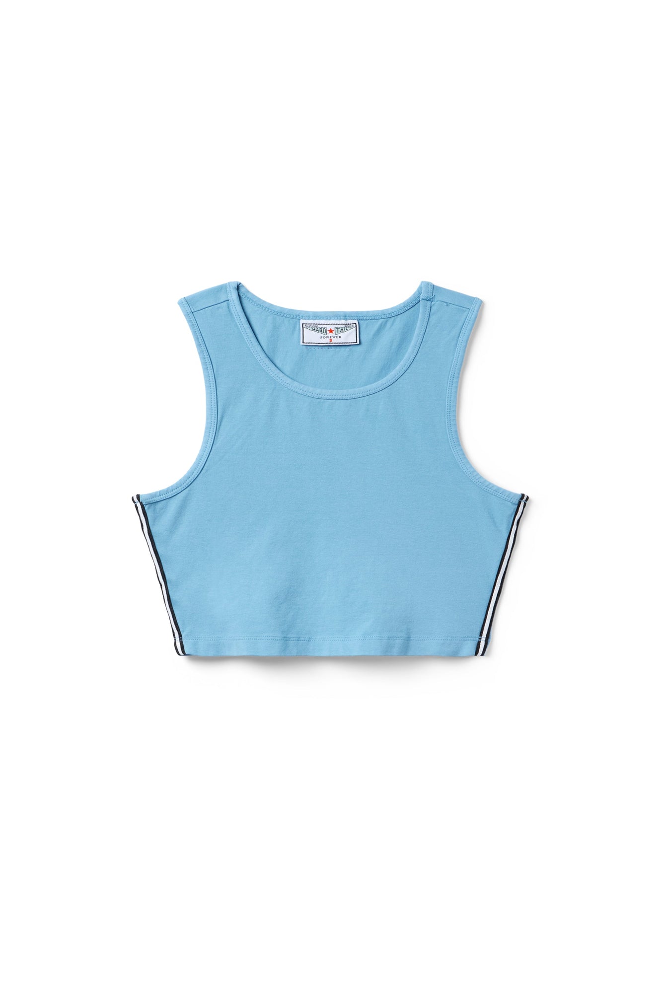 Women | Vintage Side Stripe Crop Racer Tank | Sky