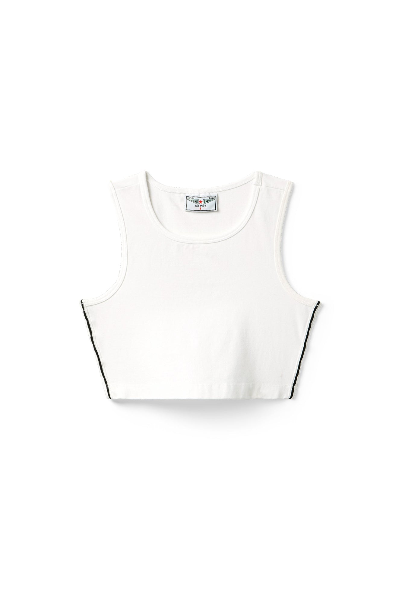 Women | Vintage Side Stripe Crop Racer Tank | White
