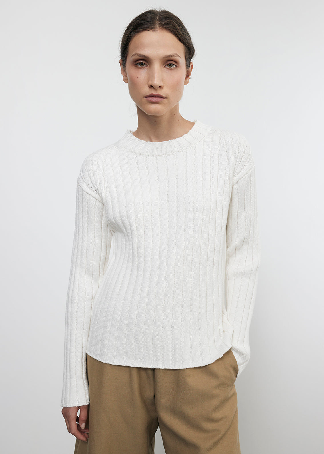 Chunky Cotton Fisherman Sweater | White