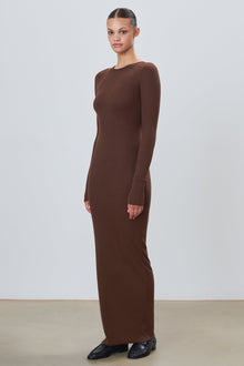 LONG SLEEVE CREWNECK MAXI DRESS - ETERNE