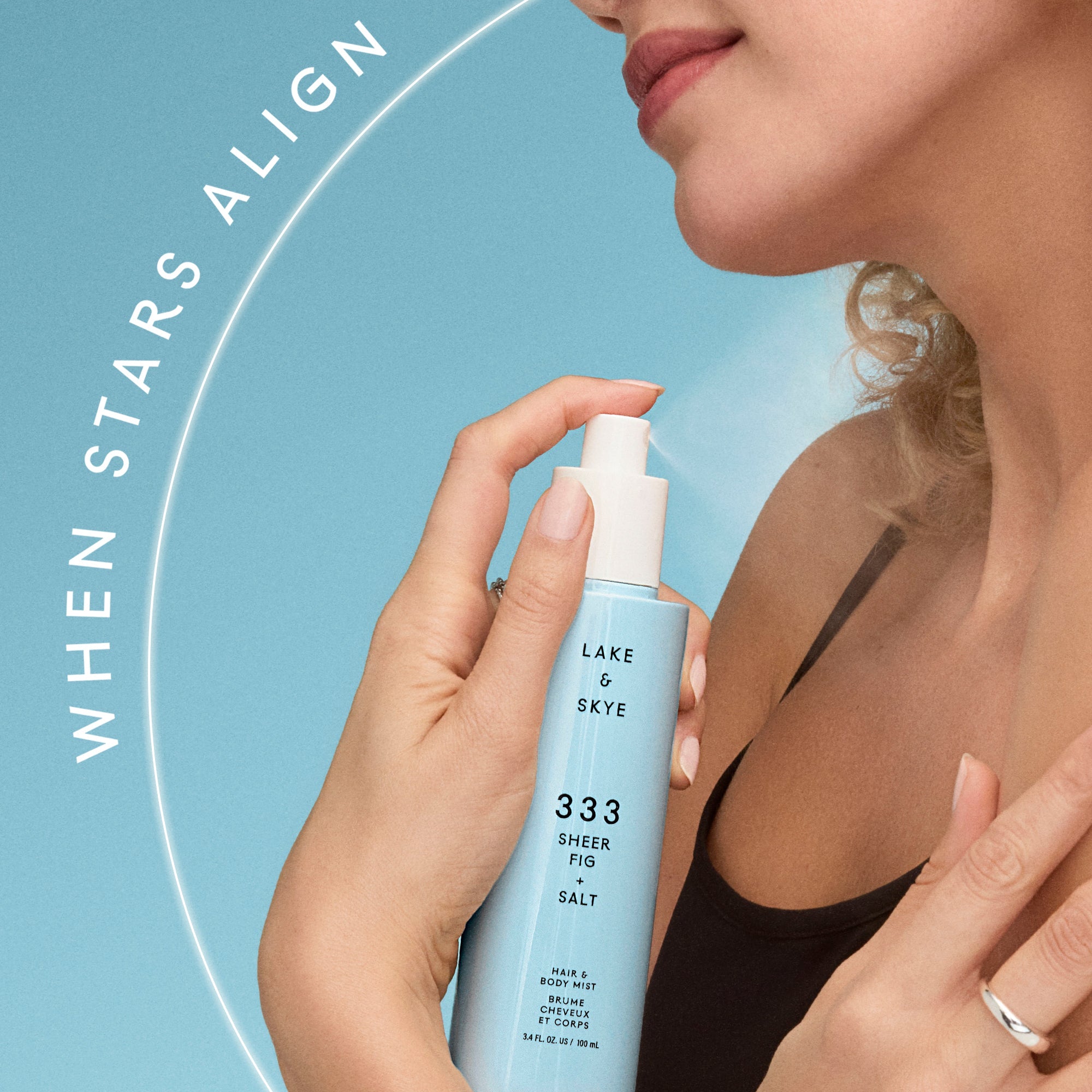Lake and Skye Tru Fragrance & Beauty LLC | 333 Sheer Fig + Salt Hair & Body Mist | White/Blue