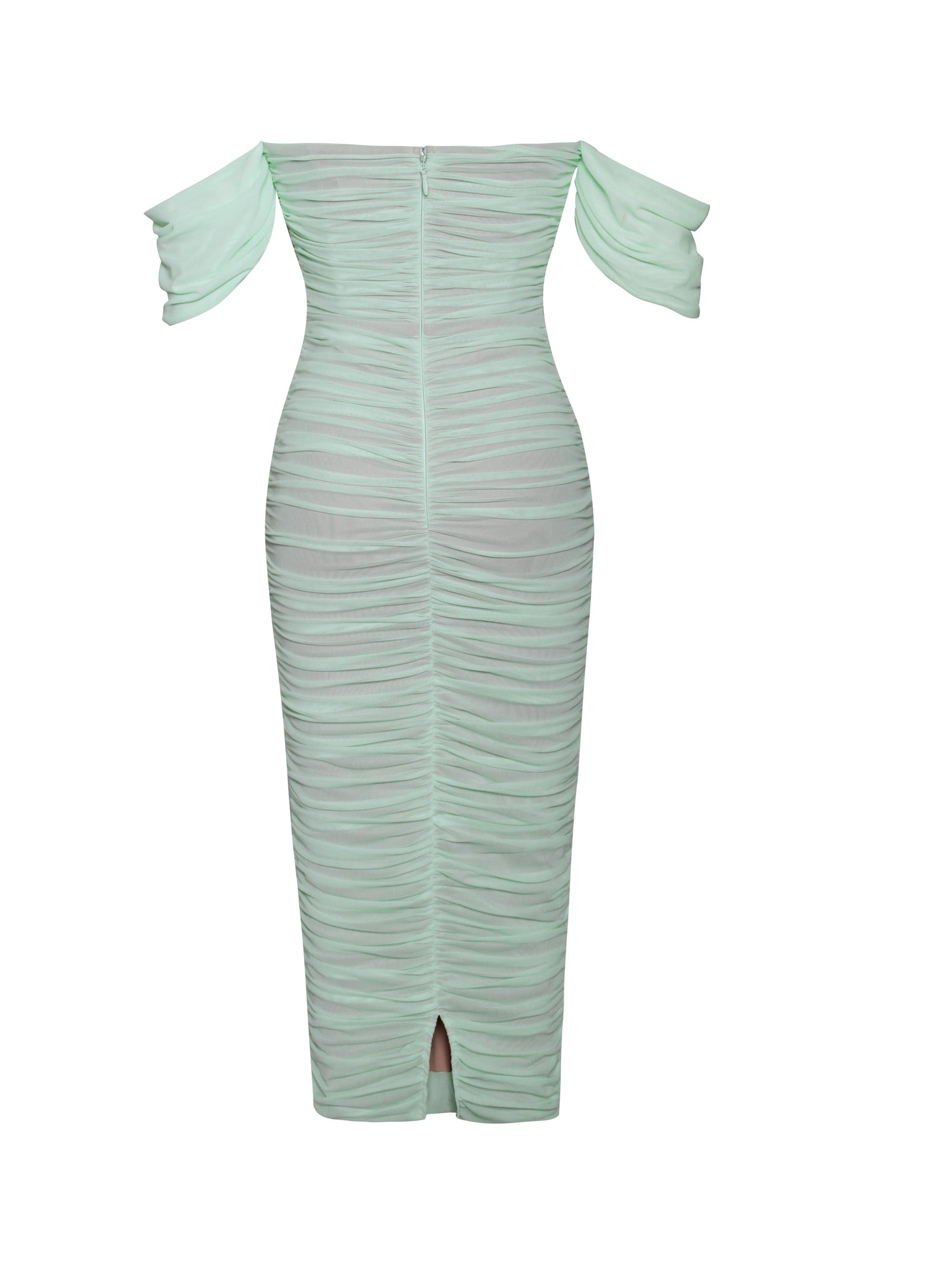 Quenby Off Shoulder Mesh Maxi Dress | Mint