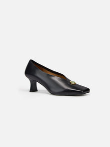 Peony Jade Square-Toed High Heel | Black