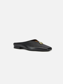 Peony Jade Square-Toe Slides | Black