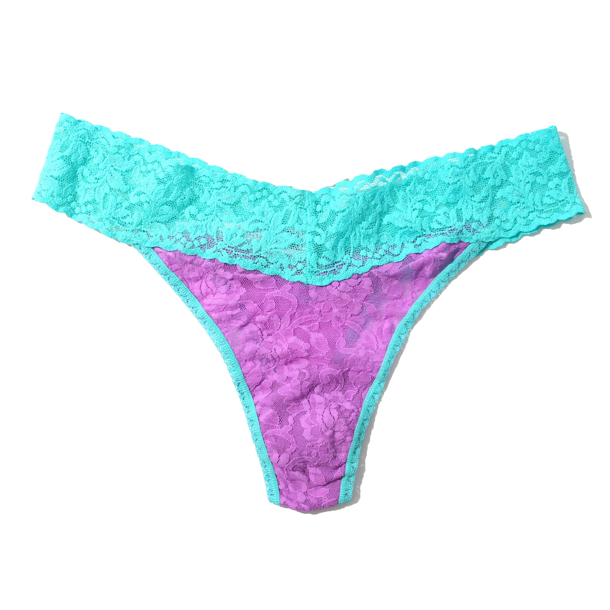 Signature Lace Original Rise Thong | Berry Sweet/Seafoam