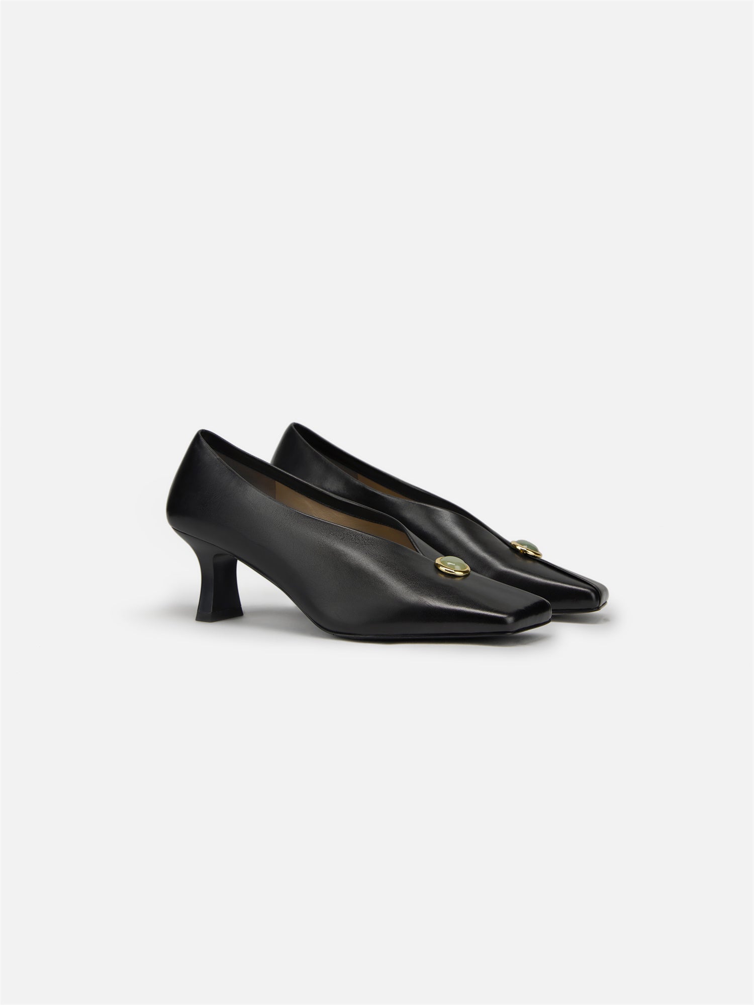 Peony Jade Square-Toed High Heel | Black