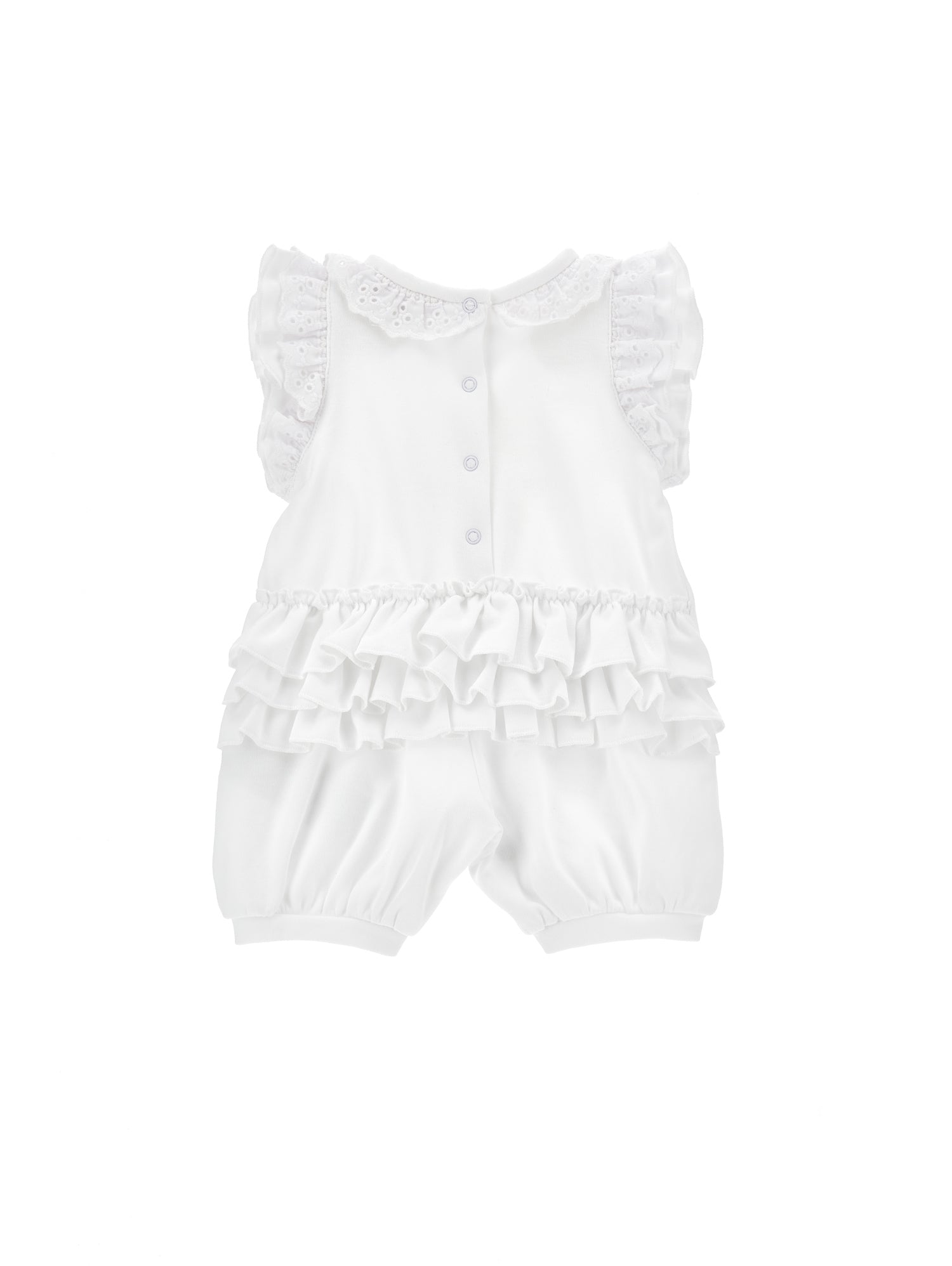 Girls | Sangallo Cotton Romper | White