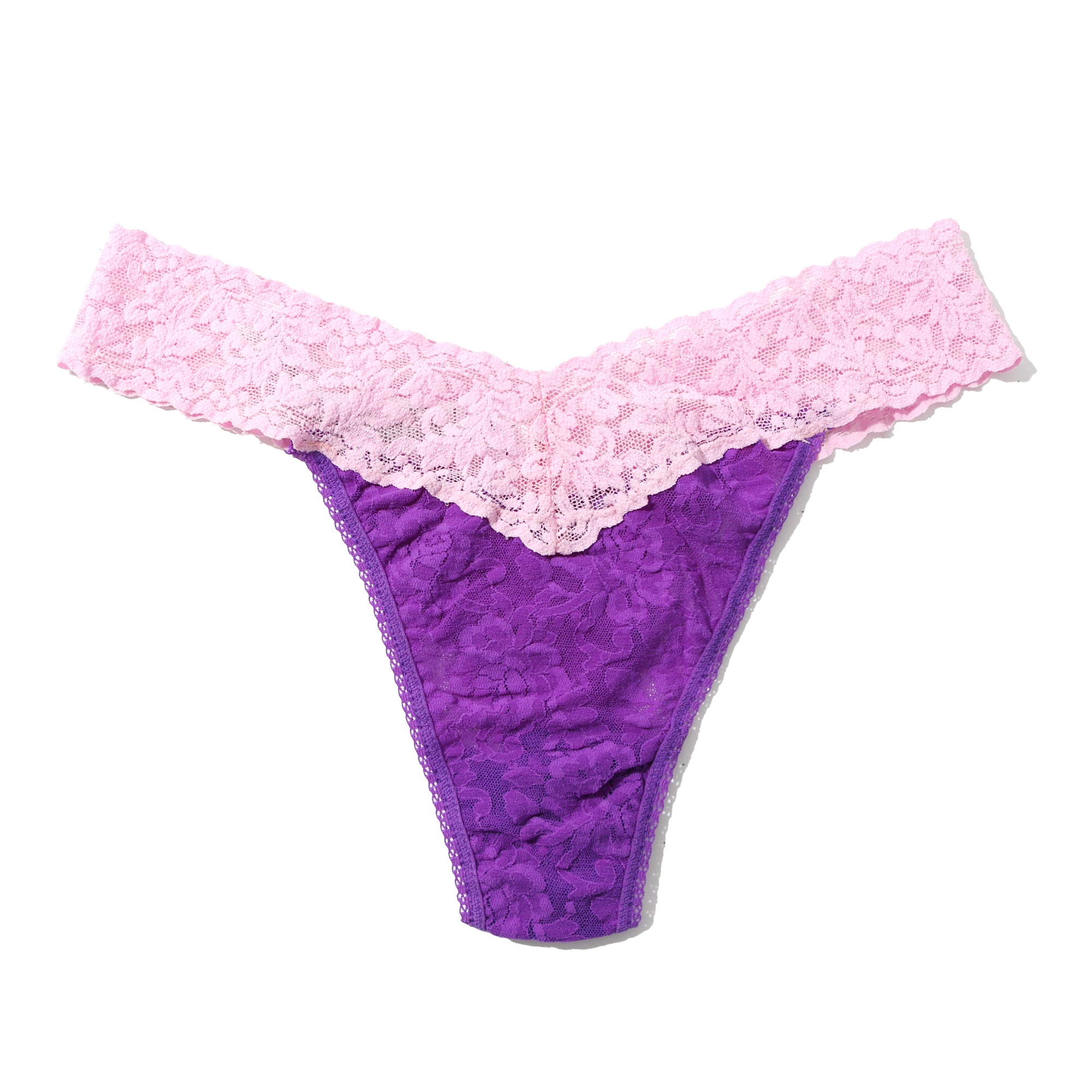 Signature Lace Original Rise Thong | Vivacious Violet /Cotton Candy Pink