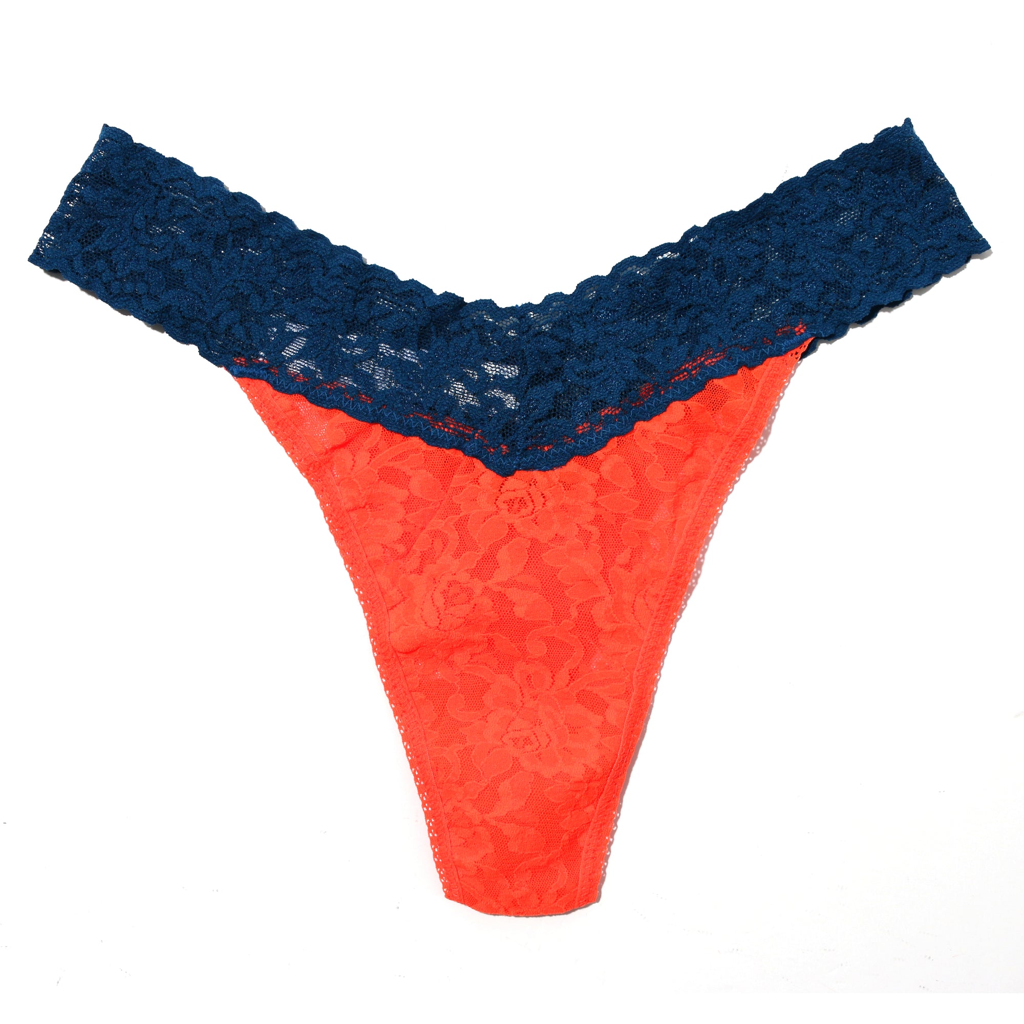 Plus Size Signature Lace Original Rise Thong | Tangelo/Oxford Blue