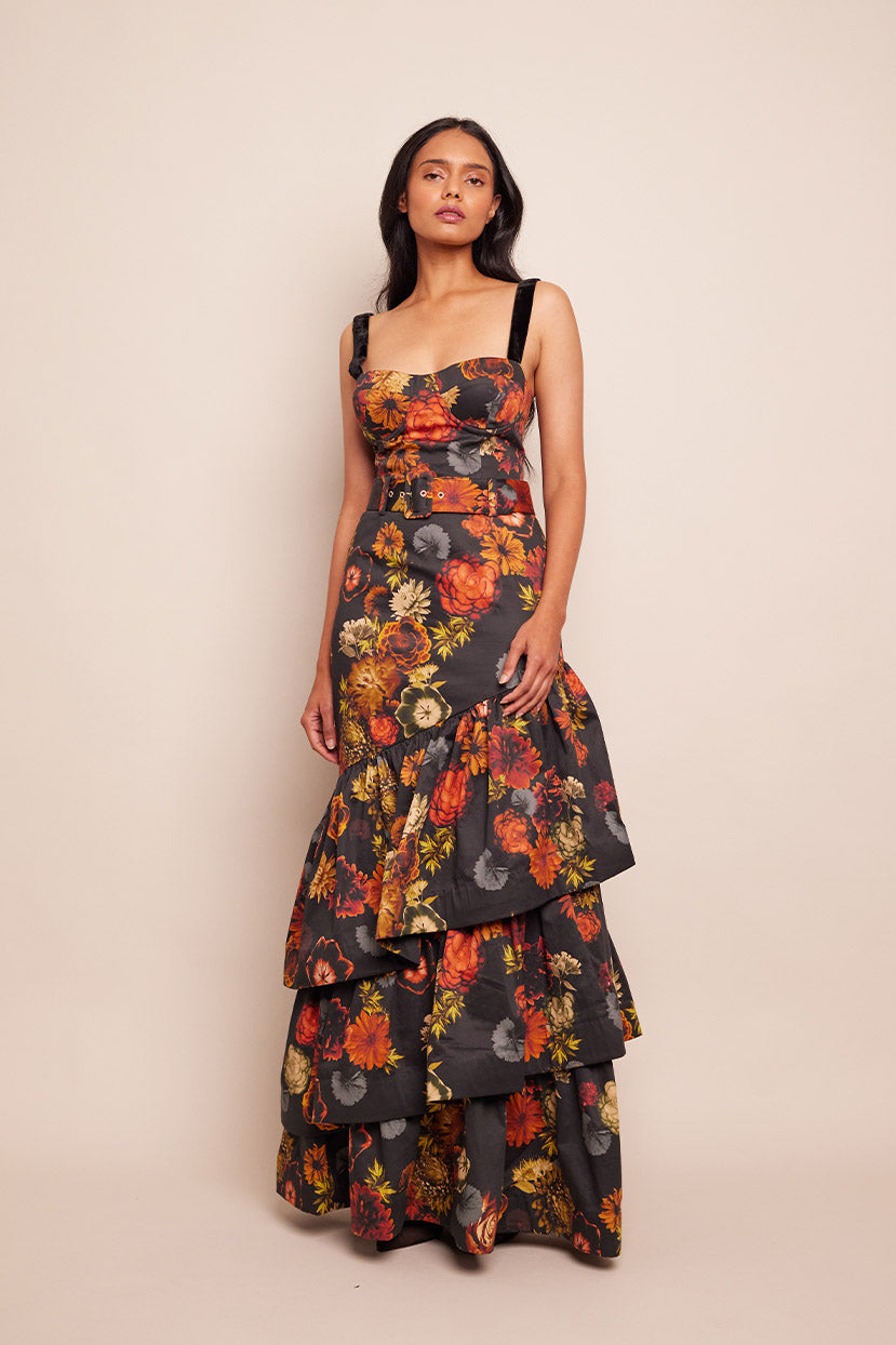 Claudine Top | Black Harvest Bloom