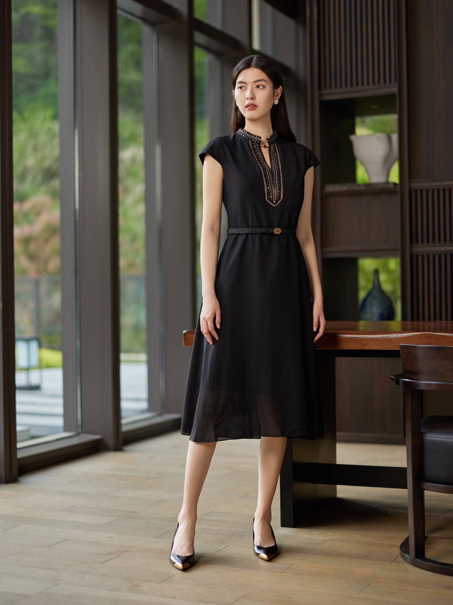 Silk Midi Dress | Black