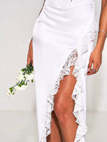 Freddie Lace Satin Maxi Corset Dress | White